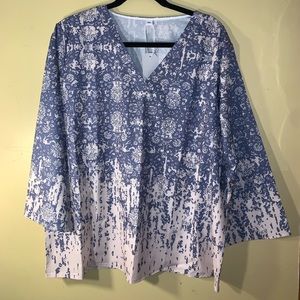 NWT! Blue and Cream Top
